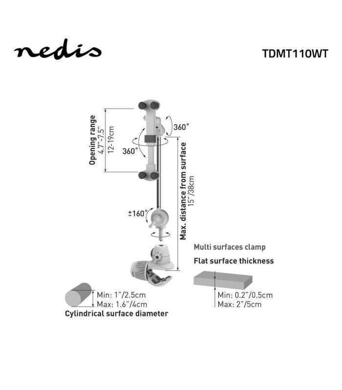 suport pentru tableta si smartphone 4 12 reglabil rotire 360 nedis 2