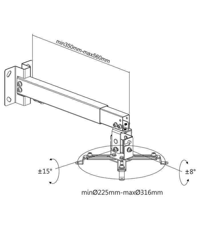 Suport Proiector Perete Tavan Argintiu Uch0101 1 Cabletech