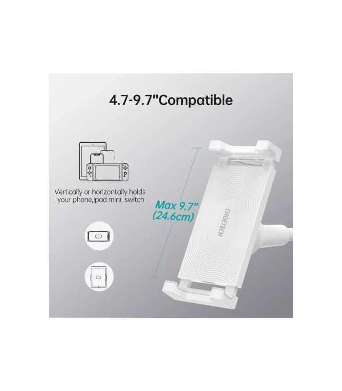 Suport Reglabil De Birou Pentru 47 97inchi Telefon Tableta Si Incarcare Wireless Alb Choetech T584 F 101wh