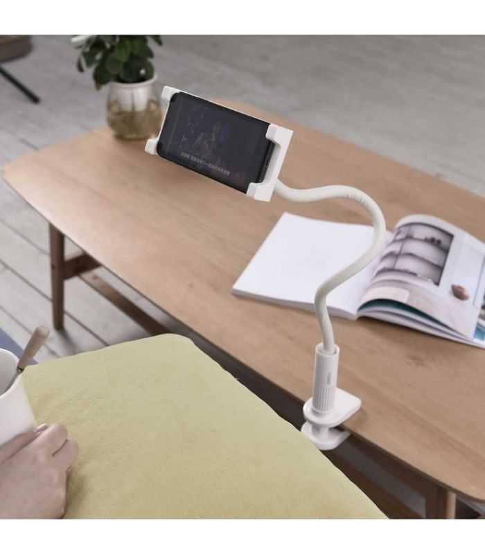 Suport Reglabil De Birou Pentru 47 97inchi Telefon Tableta Si Incarcare Wireless Alb Choetech T584 F 101wh