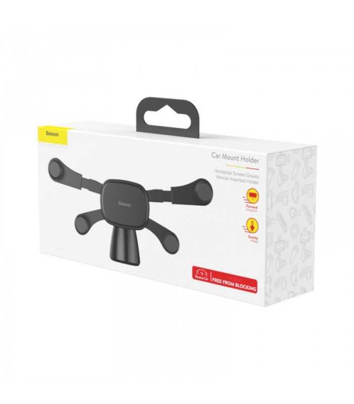 suport telefon baseus horizontal negru cu banda autoadeziva 1