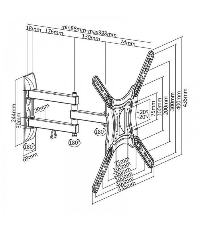 suport tv de perete 23 55 inch cabletech 1