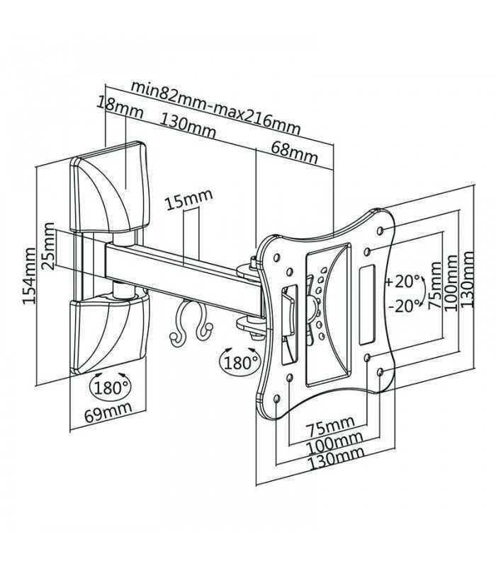 suport tv de perete cu brat pentru 13 27 inch cabletech 1