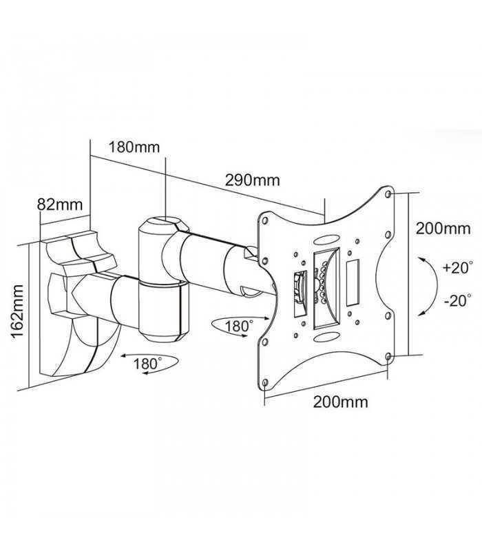 suport tv led 23 42 inch 30kg silver cabletech 1