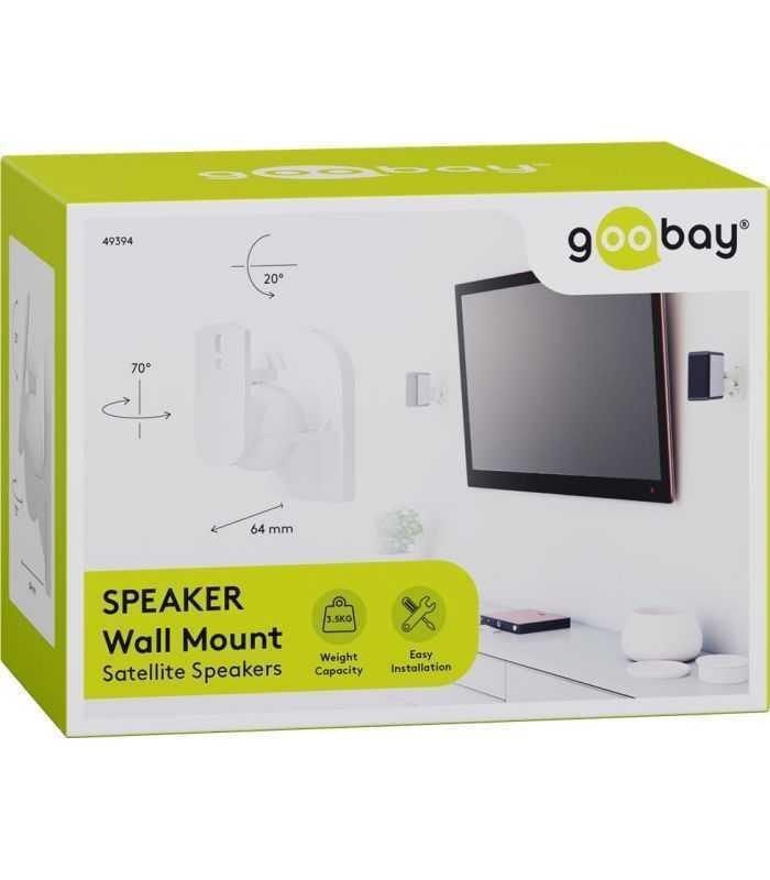 Suporti difuzoare universal 2buc Goobay pe perete regblabil 3.5kg alb