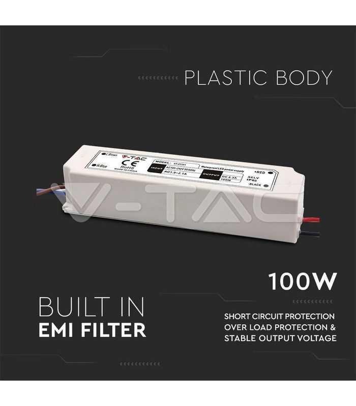 sursa alimentare banda led 12v 8a 100w ip67 v tac 2