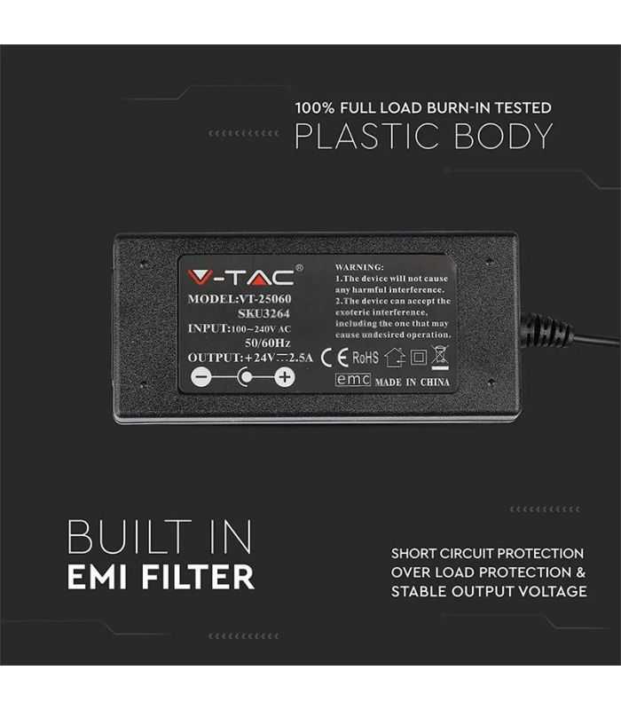 Sursa Alimentare Smps Slim 24v 25a 60w V Tac Sku 3264