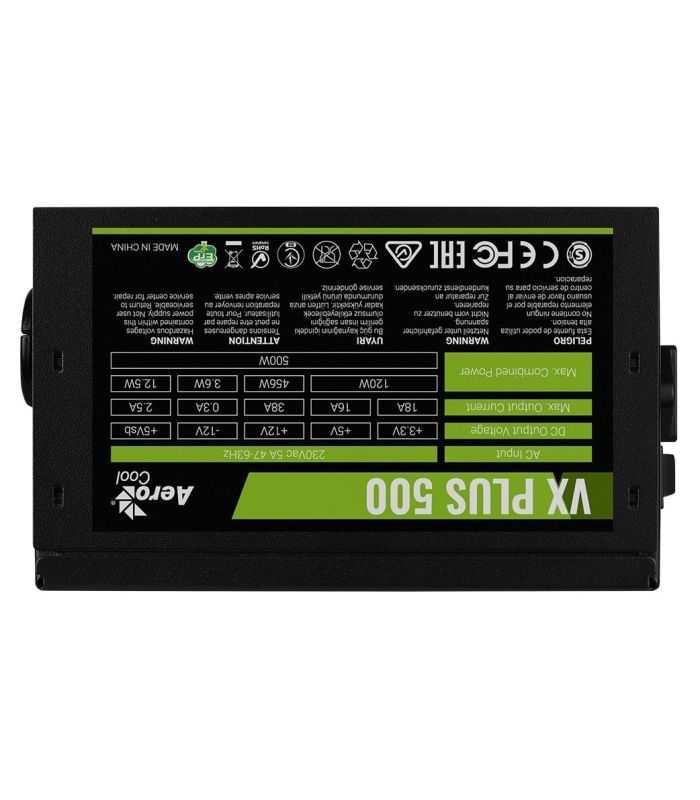 Sursa Pc Aerocool Vx Plus 500n 500w Ventilator Silentios 120mm Control Termic Automat