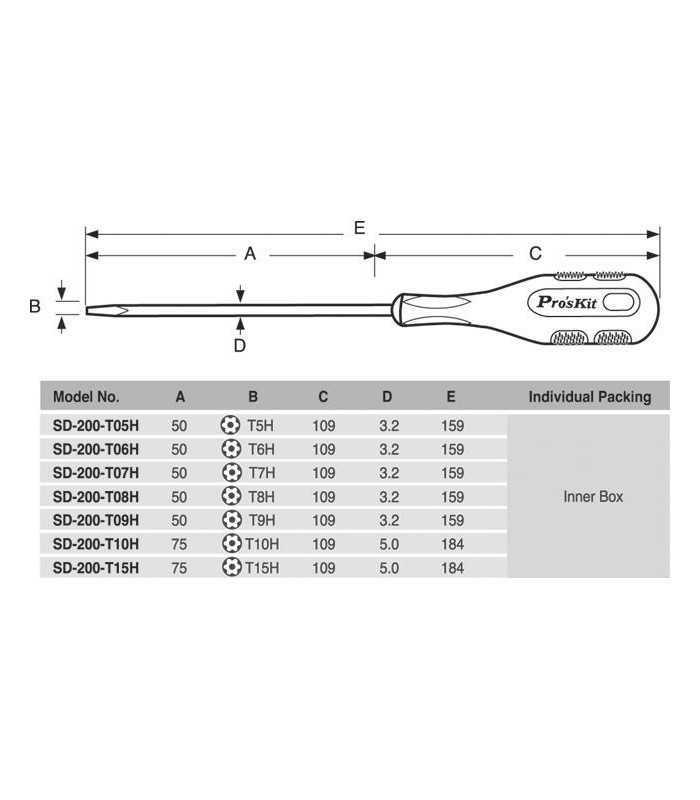 surubelnita torx t6hx50mm proskit cr ni mo 138x88x50mm 3