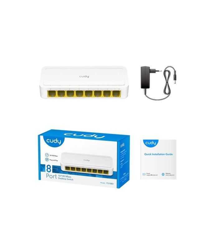 Switch Desktop 8 Porturi 10 100mbps Alb Cudy Fs108d