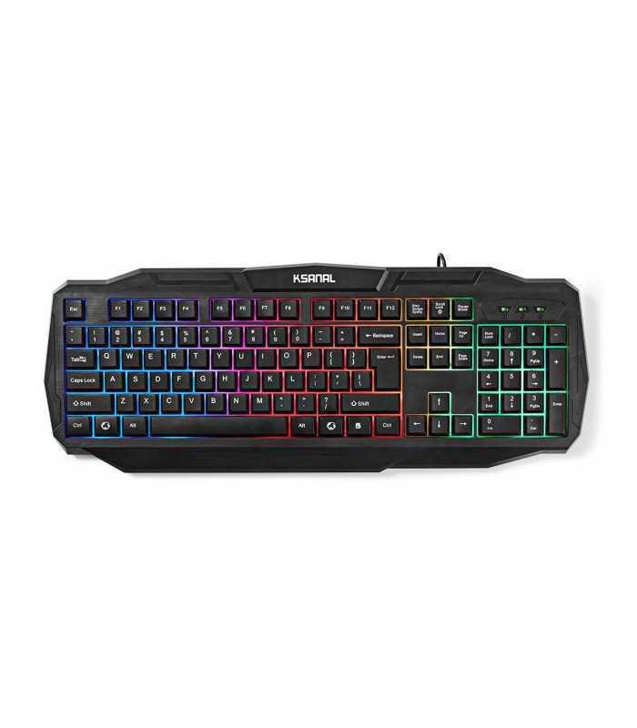 Tastatura Gaming cu fir USB 2.0 US International negru Nedis