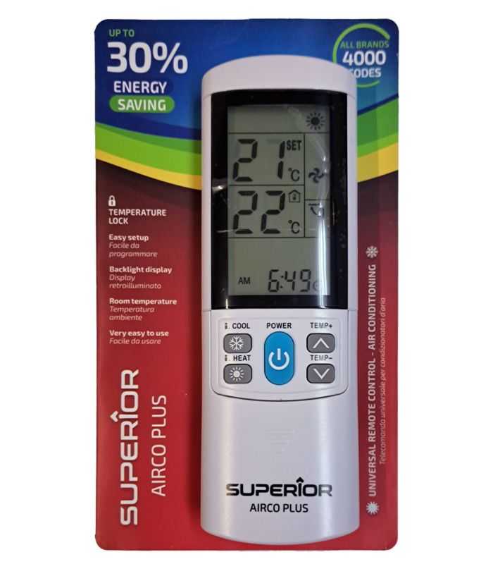 Telecomanda universala 4000 coduri pentru Aer Conditionat AIRCO PLUS Blocaj Temperatura / Temperature Lock Display Luminat Afisa
