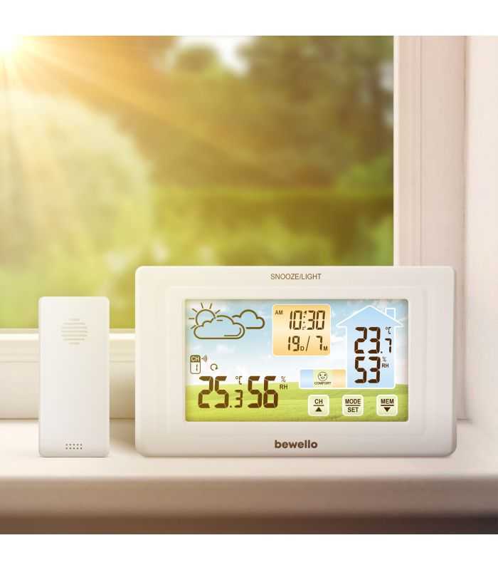 Termometru Digital Si Ceas Cu Alarma Exterior Interior Alimentare Usb Sau 2x Aaa Alb Bewello Bw2070