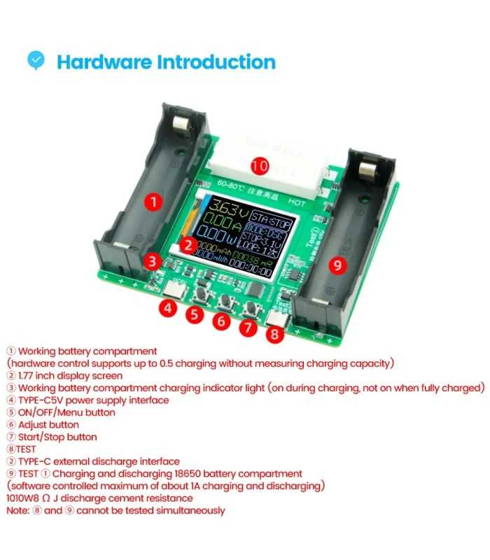 Tester 18650 Cu Display Conector Usb Type C