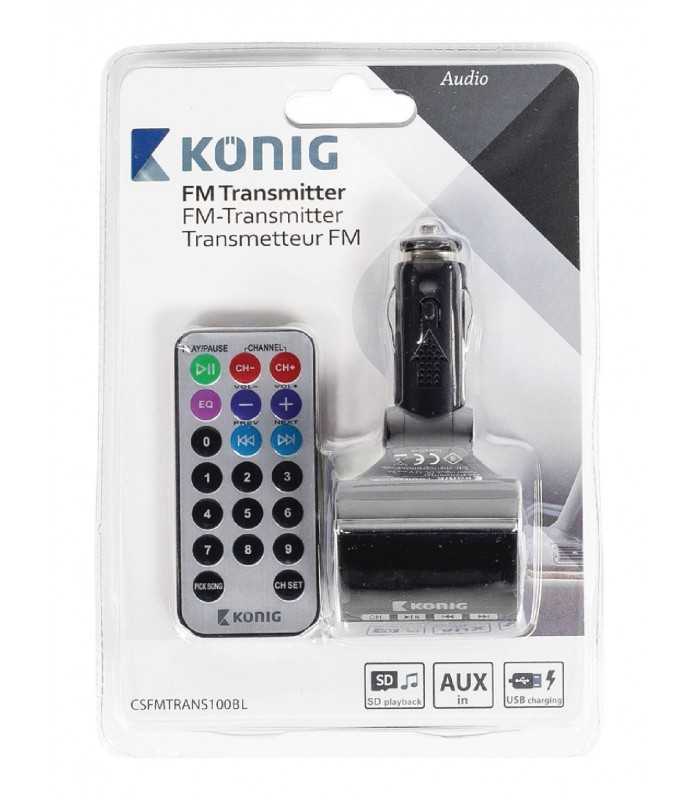transmitator konig fm negru cu telecomanda 3