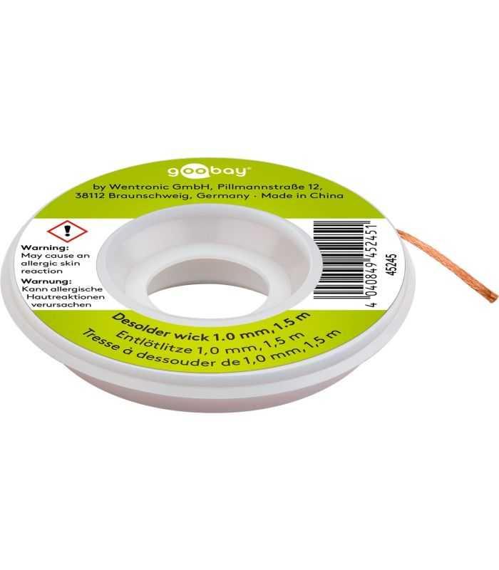 Tresa Cupru 1mm 15m Pentru Indepartare Reziduri Fludor Goobay 45245