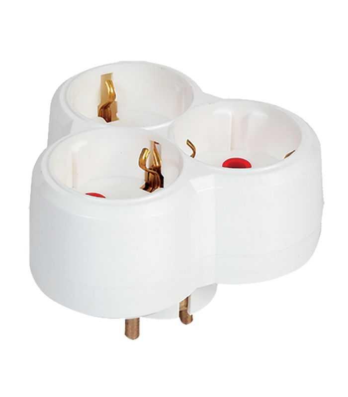 Triplu stecher 3x Schuko 16A 3500W alb/rosu 001 170 033002 00 00 Mutlusan electric