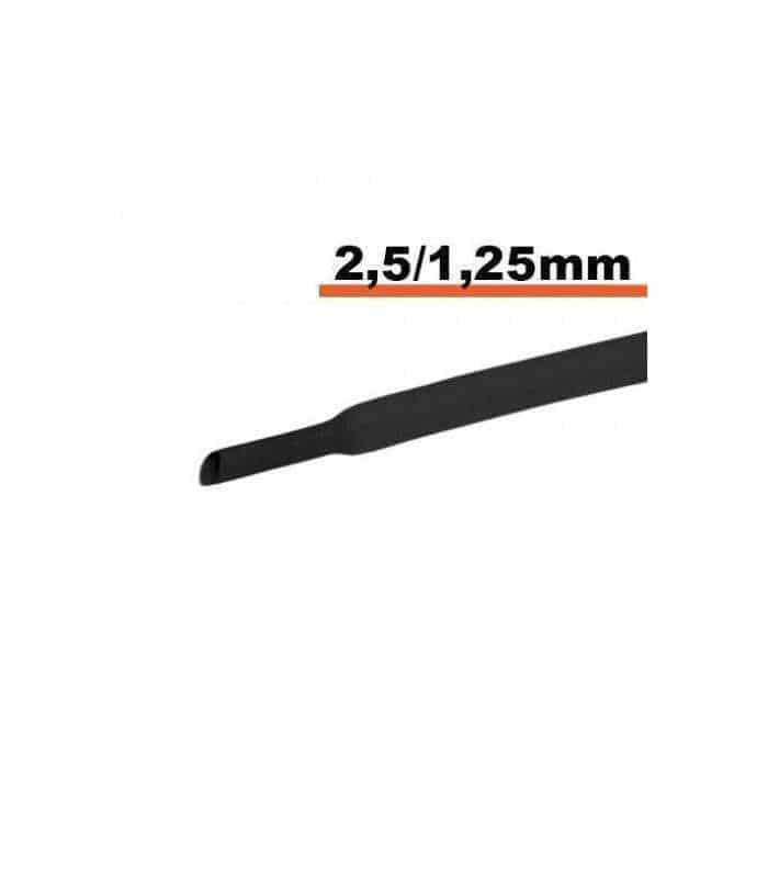 Tub termocontractibil negru 2.5 mm/ 1.25 mm 0.5m