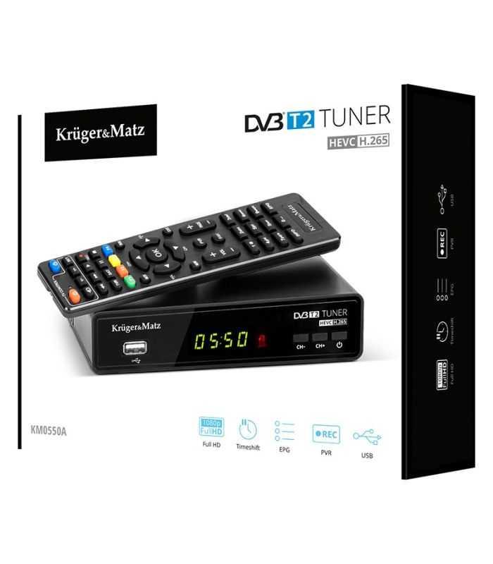 Tuner Dvb T2 Dvb T H265 Hevc Redare Media Si Pvr Inregistrare Prin Port Usb 20 Krugermatz Km0550a