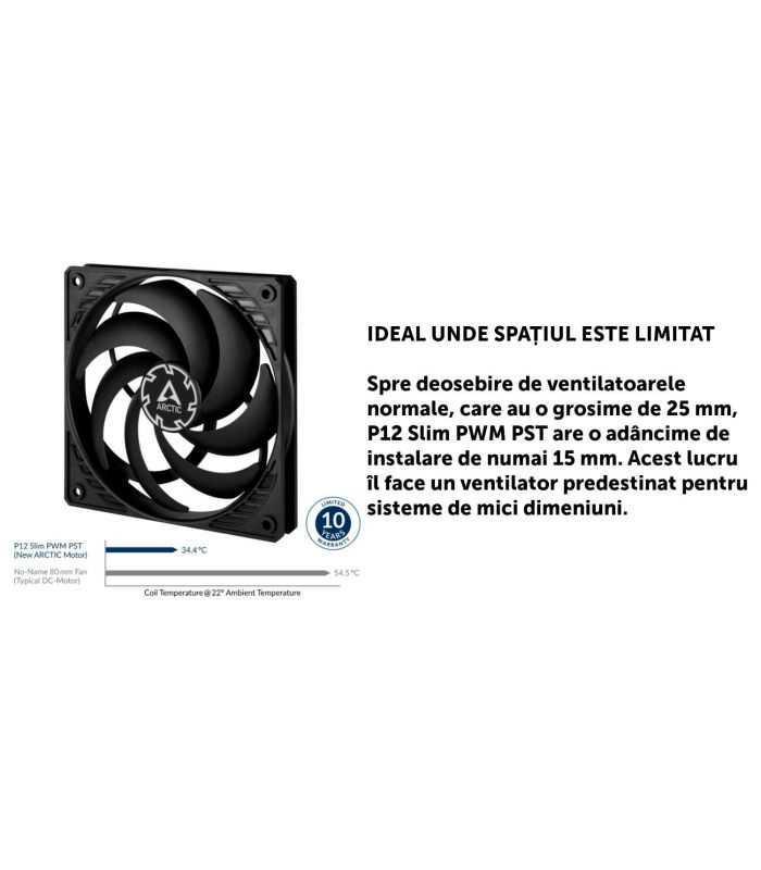 Ventilator Arctic P12 Slim Pwm Pst 4 Pin 120x120x15 Mm 2100rpm Acfan00187a