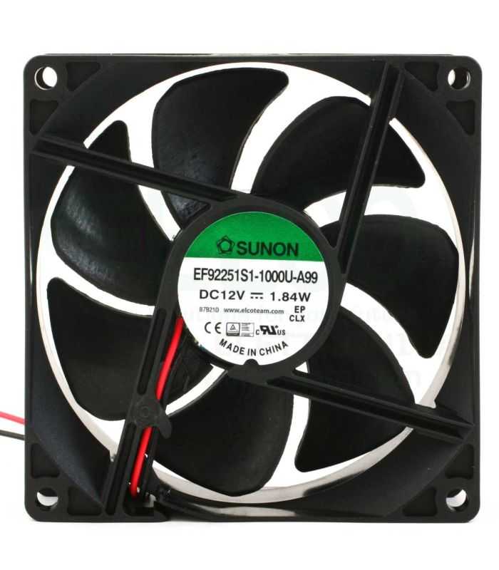 Ventilator DC axial 12VDC 92x92x25 mm 87.04m3/h 34dBA 24AWG EF92251S1-A99-A SUNON EF92251S1-1000U-A99