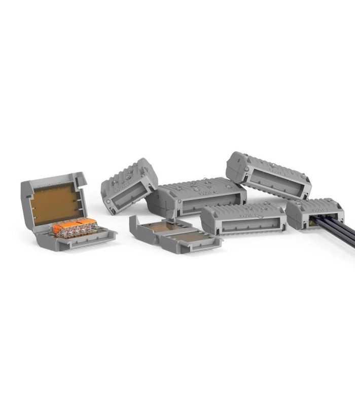 WAGO GELBOX 5 poli derivatie cabluri pentru conectori seriile 221/ 2273 max. 4mm2 IPX8 gri 207-1332 6 Wago Gelbox 5 Poli Derivatie Cabluri Pentru Conectori Seriile 221 2273 Max 4mm2 Ipx8 Gri 207 1332