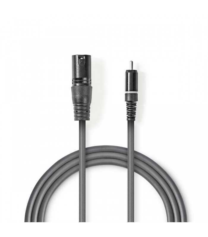 xlr rca audio cablu xlr 3pini tata rca tata 15m gri nedis 1