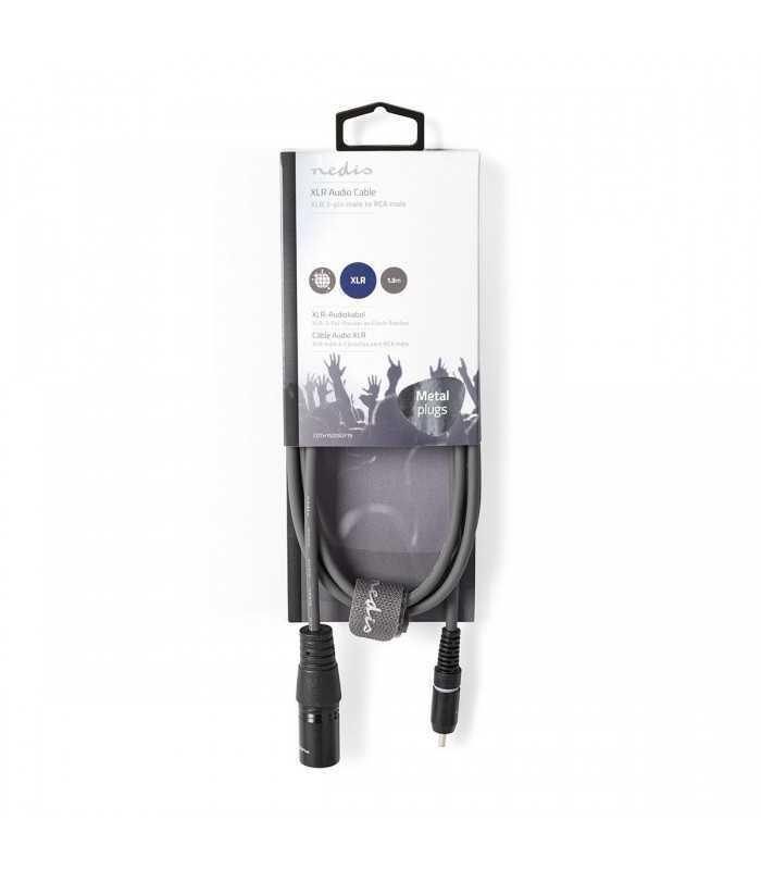 XLR-RCA audio cablu XLR 3pini tata - RCA tata 1.5m Gri NEDIS