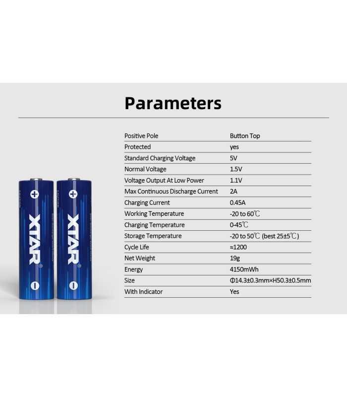 Acumulator R6 Aa Xtar Li Ion 15v 2500mah 4150mwh