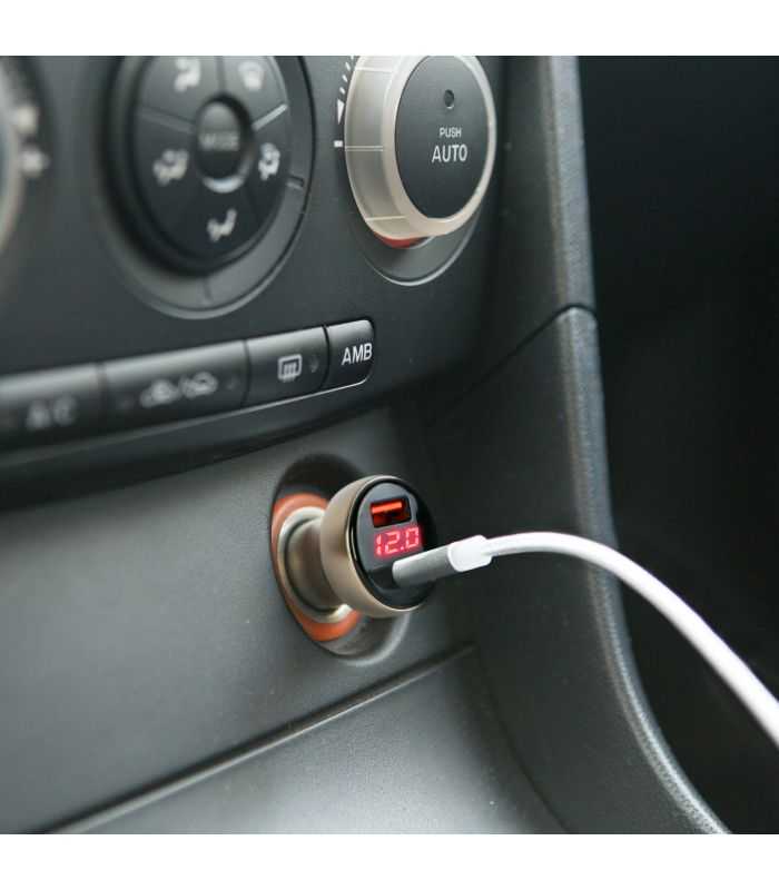 Adaptor Bricheta Auto Incarcare Rapida Usb C Pd 30w Usb A Qc30 18w Afisaj De Tensiune 55025b Mnc