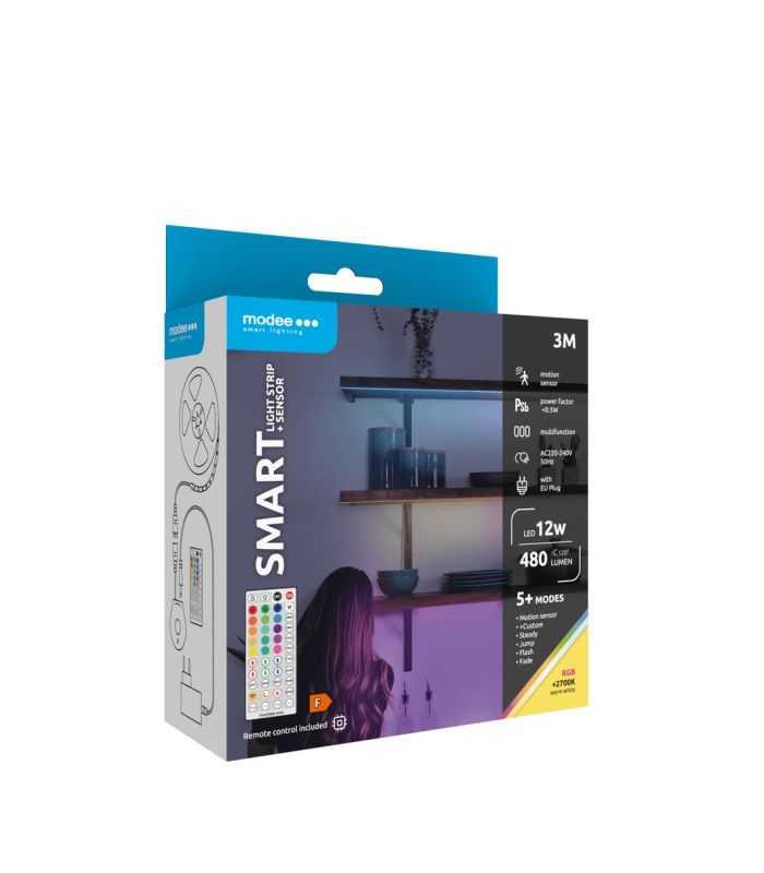Banda Led Smart Modee 12w Senzor De Miscare Cu Telecomanda 2700k Rgb 480lm Ip20 3m Msl Ls12w3mrgb2700ks R
