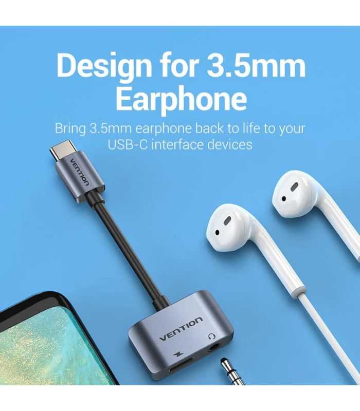 Cablu Adaptor Convertor Usb C La Jack 35 Mm Mama Casca Microfon Usb C Mama Incarcare 10cm Omtp Ctia Standards Bgsha Vention