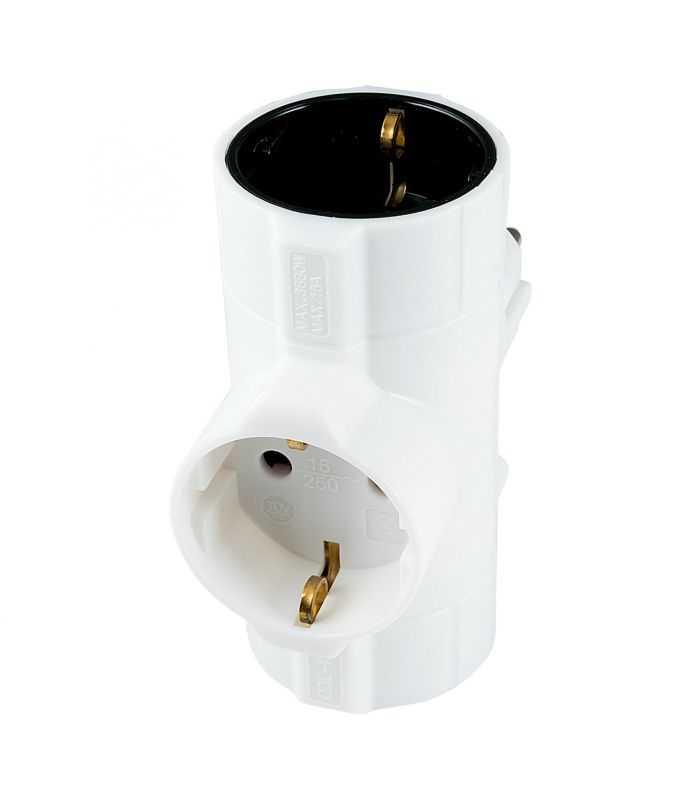 Distribuitor tip T 3 prize schuko 3680W 16A cu protectie alb TPF-26 Home