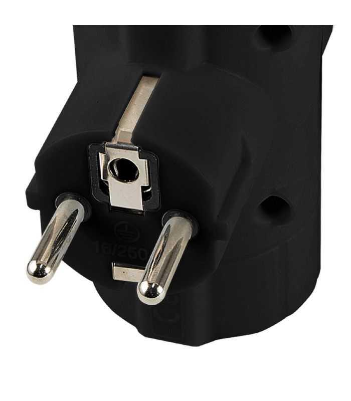 Distribuitor Tip T 3x Prize Schuko Cu Protectie Negru 16a 3680w Tpf 26 Bk Home