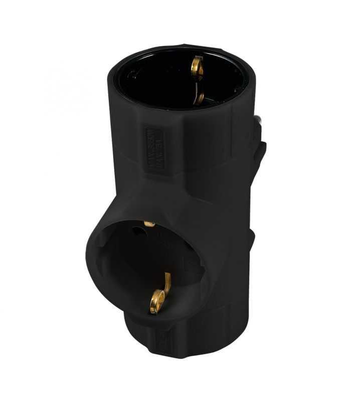 Distribuitor tip T 3x prize schuko cu protectie negru 16A 3680W TPF-26/BK Home