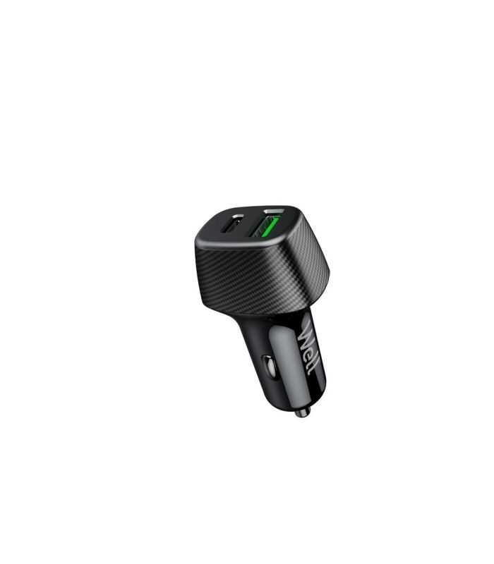 Incarcator Auto Well 51w 1x Usb Type C Pd 33w Pps 1x Usb A Qc 18w Negru Psup Usb Cpq5101bk Wl