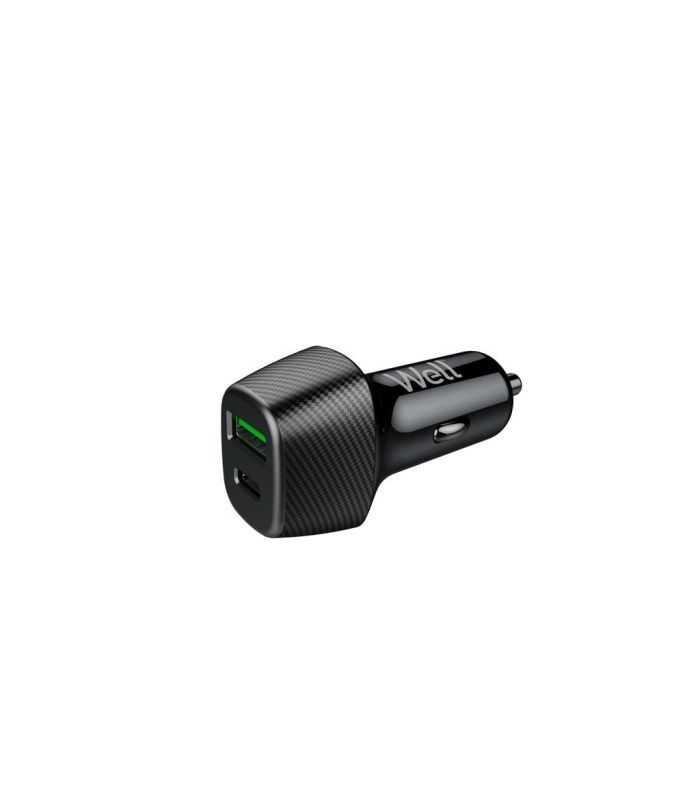 Incarcator auto Well 51W 1x USB type C PD 33W PPS + 1x USB-A QC 18W negru PSUP-USB-CPQ5101BK-WL