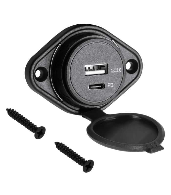 Mufa alimentare auto panou USB QC3.0 18W/ TYPE C QC /PD 18W Peiying PY-CHR0009