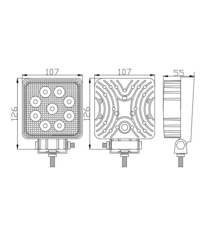 Proiector Led Auto Off Road 27w 9smd 2000lm 12 32v 126x107x55mm Cll011 Carguard
