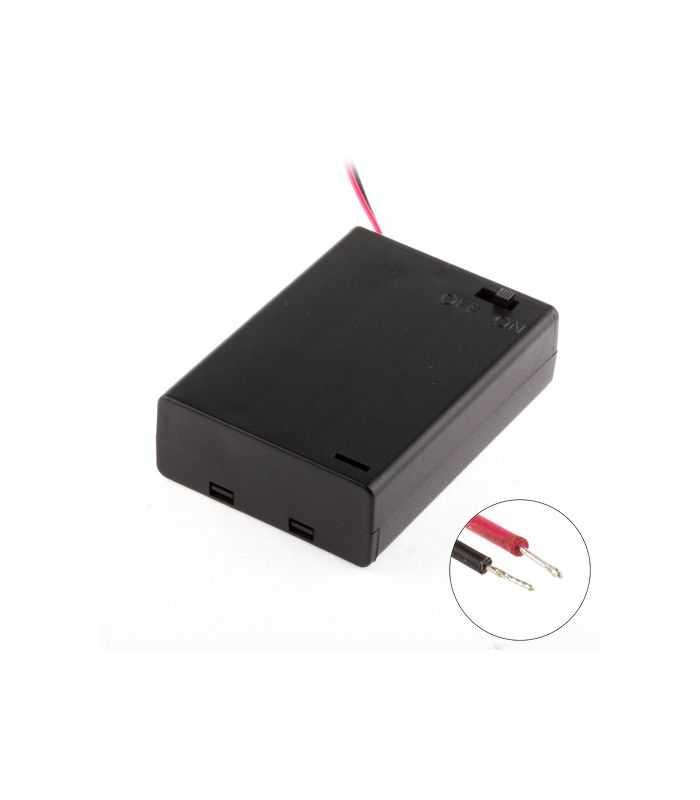 Suport baterii 3x AA cu capac si intrerupator si 2 fire BAT.H.AA-3 SWITCH