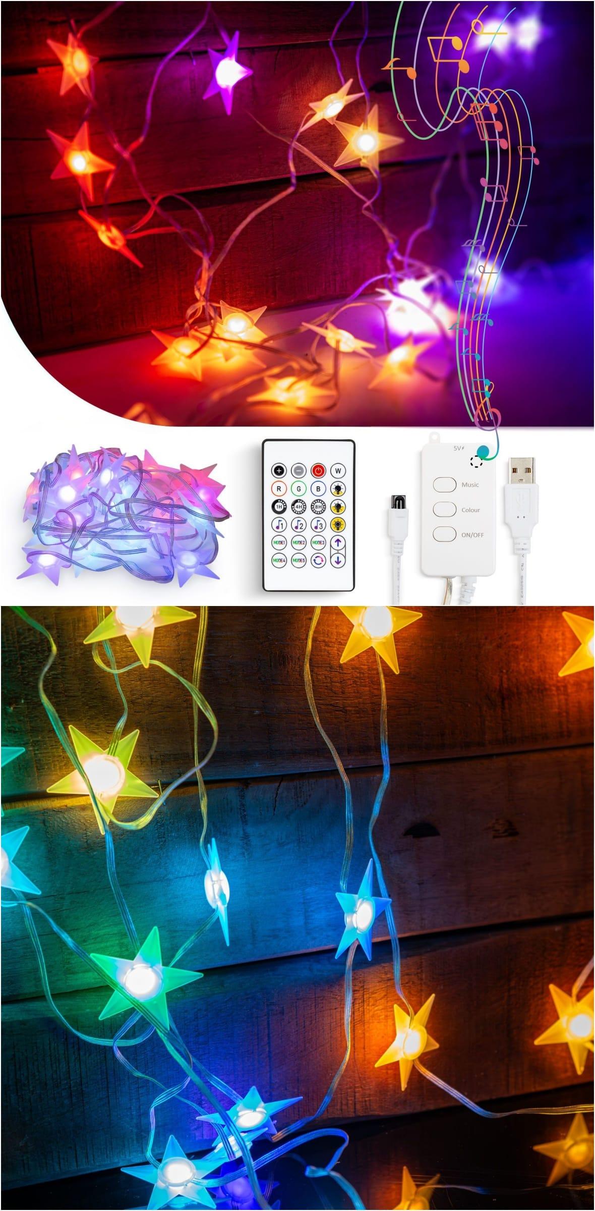 Sir 5m Lumina Inteligenta Stea Usb 25 Led Uri Rgb Bluetooth:telecomanda Habo.ro