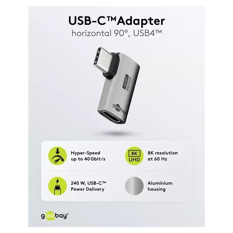 Adaptor Usb C Mama Usb C Tata Orizontal 90 Thunderbolt3 4 Goobay 74441