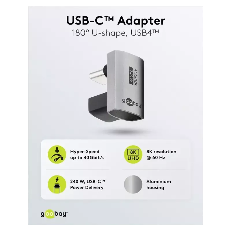 Adaptor Usb C31 Mama Usb C Tata In Forma De U Thunderbolt 3 4 Goobay 74445