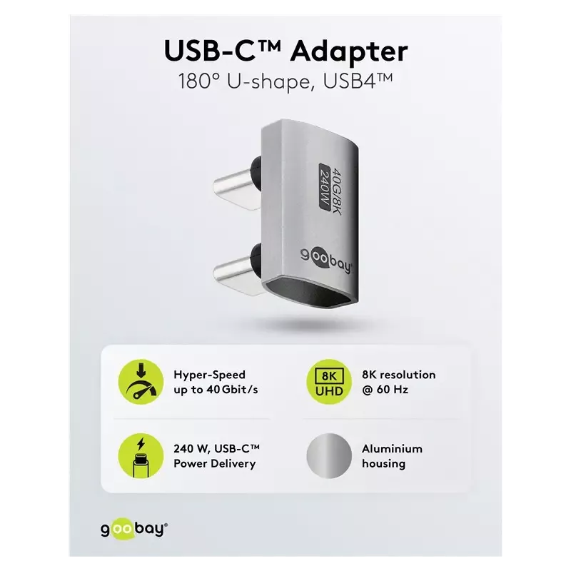 Adaptor Usb C31 Mama Usb C Tata La 180 In Forma De U Thunderbolt 3 4 Goobay 74446