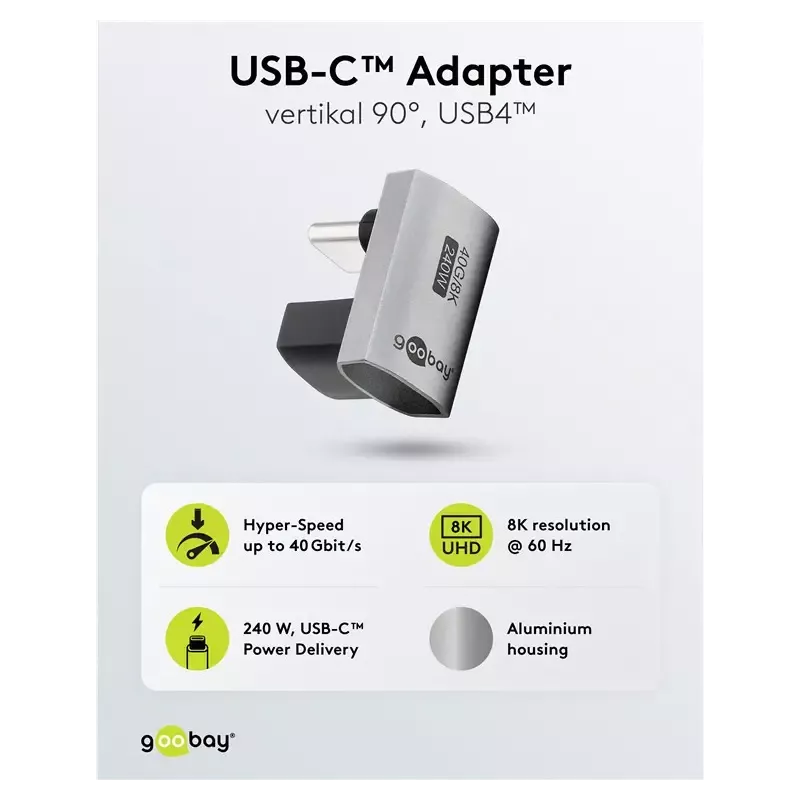 Adaptor Usb C31 Mama Usb C Tata Vertical La 90 Scurt Thunderbolt 3 4 Goobay 74444