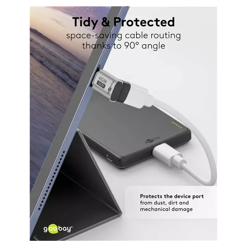 Adaptor Usb C31 Mama Usb C Tata Vertical La 90 Scurt Thunderbolt 3 4 Goobay 74444