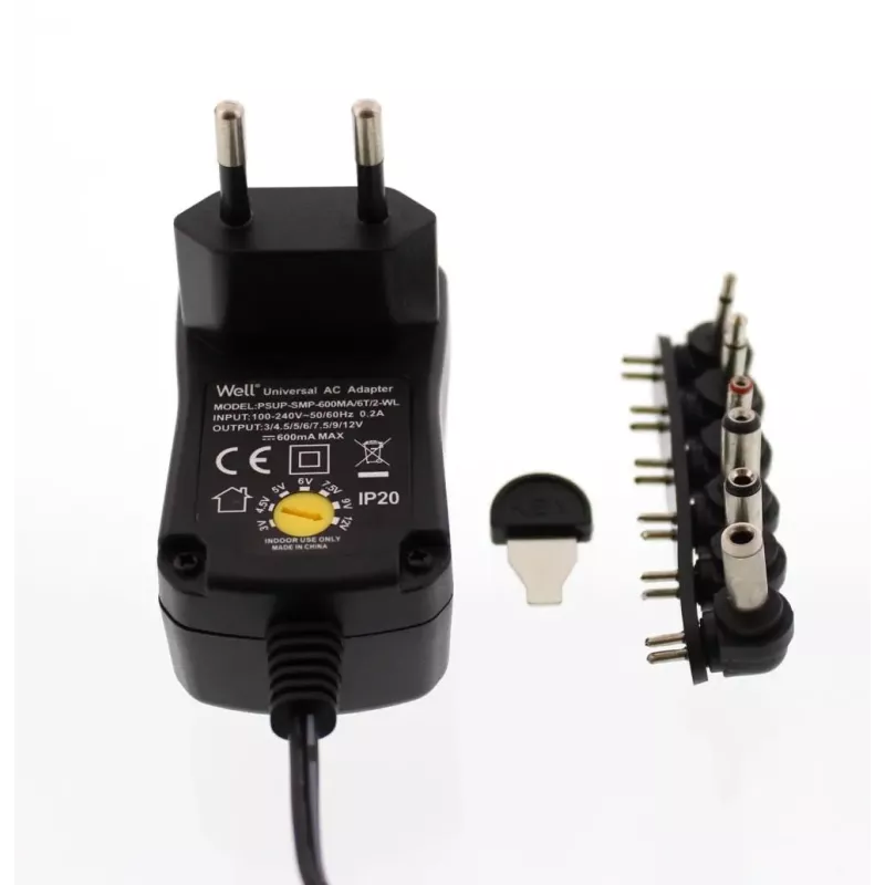 Alimentator Universal In Comutatie Well 600ma 3v 45v 5v 6v 75v 9v 12v 6 Mufe Psup Smp 600ma 6t 2 Wl