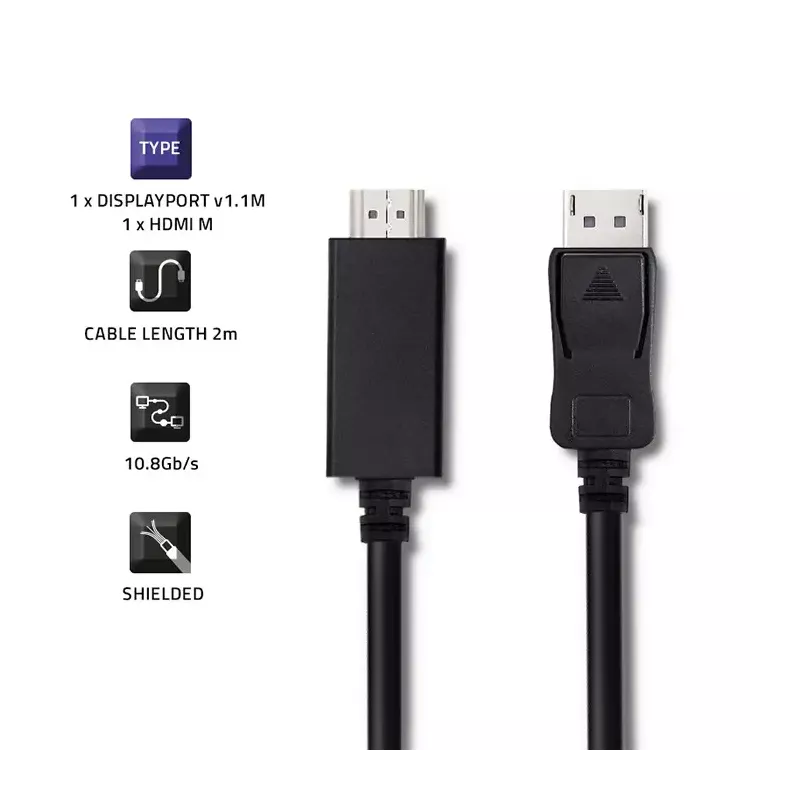 Cablu 4k Uhd 2880p Displayport V12 Hdmi 2m Negru Qoltec 50441 50441 Qoltec