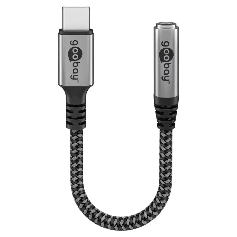 Cablu Adaptor Usb C La Mufa Jack 35 Mm Mama 15cm Textil Goobay 74056