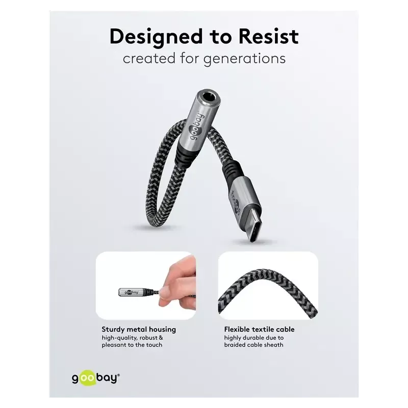 Cablu Adaptor Usb C La Mufa Jack 35 Mm Mama 15cm Textil Goobay 74056